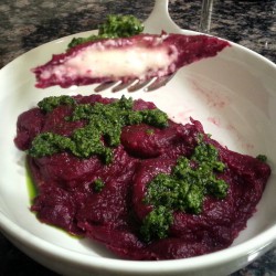 Beet Ravioli with Ricotta & Goat Cheese Filling